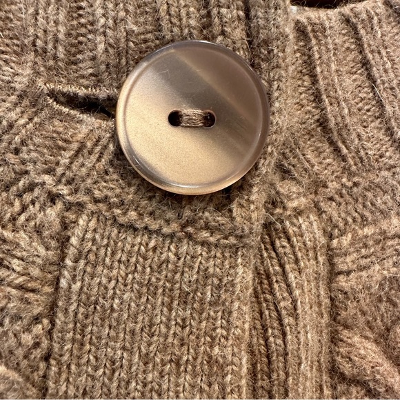 LOFT Wool-Cashmere Blend Tan Cardigan Cable Knit Sweater Button Down Siz… - Picture 3 of 5